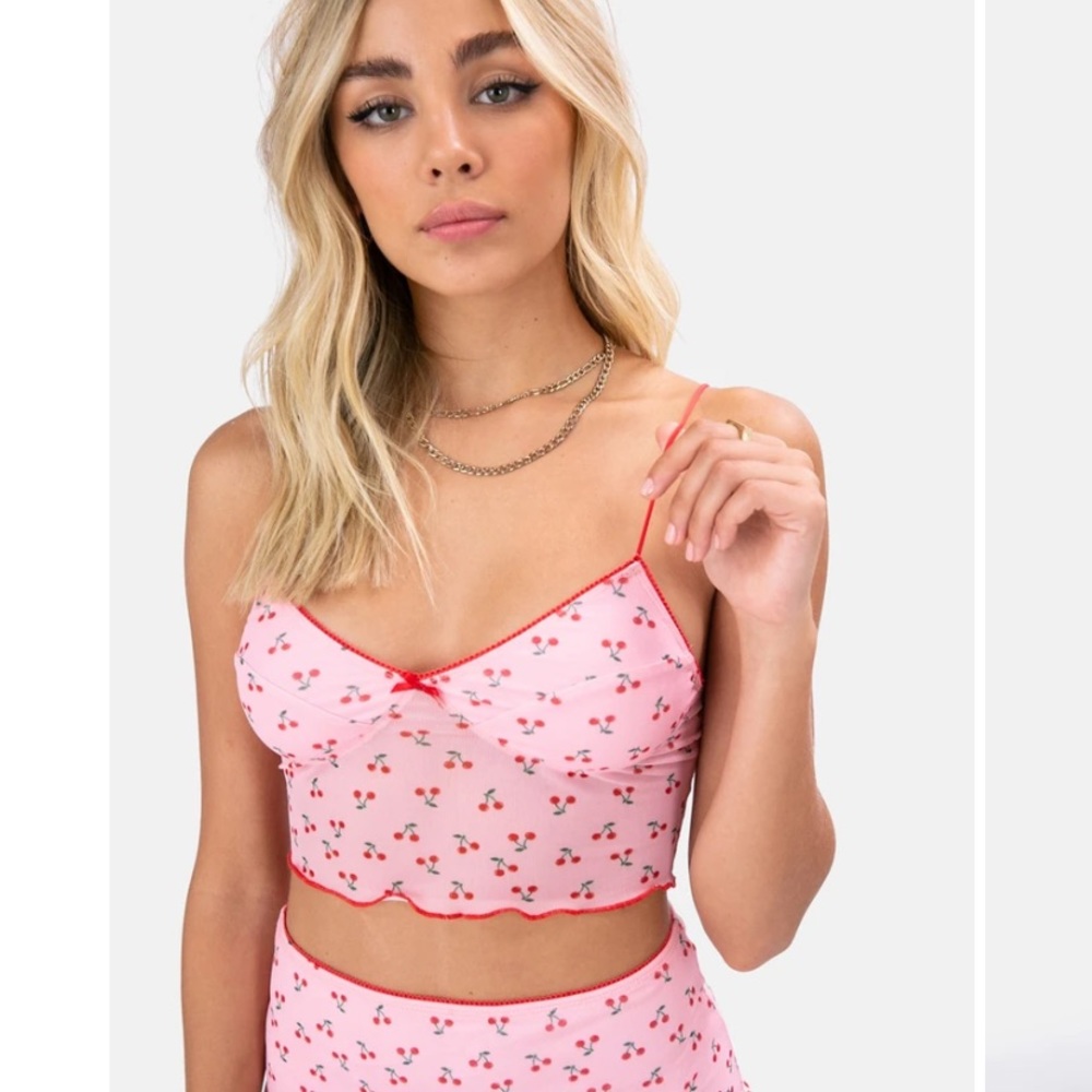 Adika pink cherry cropped tank top